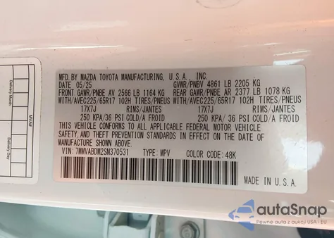 2025 Mazda Cx-50 2.5 S Premium Package из США, поврежденный, VIN 7MMVABDM2SN370531